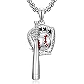 LONAGO Baseball/Soccer/Football/Basketball/Hockey Necklace 925 Sterling Sliver Sport Necklace for Men Women Sport Jewelry Graduation Birthday Gifts