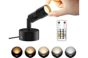 TuyuBEE 1 Pack Spot Lights Indoor, 5W Up Lights Indoor with 15° to 60° Zoomable Focus Head, Stepless Adjustable Color Tempera