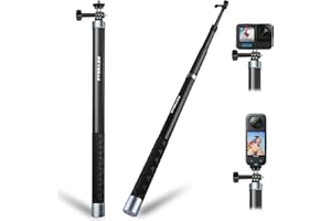 REYGEAK 10ft Long Selfie Stick Pole Invisible (118inch/300cm),Light Carbon Fiber Extension Monopod for GoPro HERO13/12/11/10 Ultra Long Selfie Pole for DJI Osmo Action 5 Pro/4/,Pocket 3/2