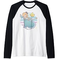 Super Mario Rosalina And Luma Striped Background Portrait Raglan Baseball Tee