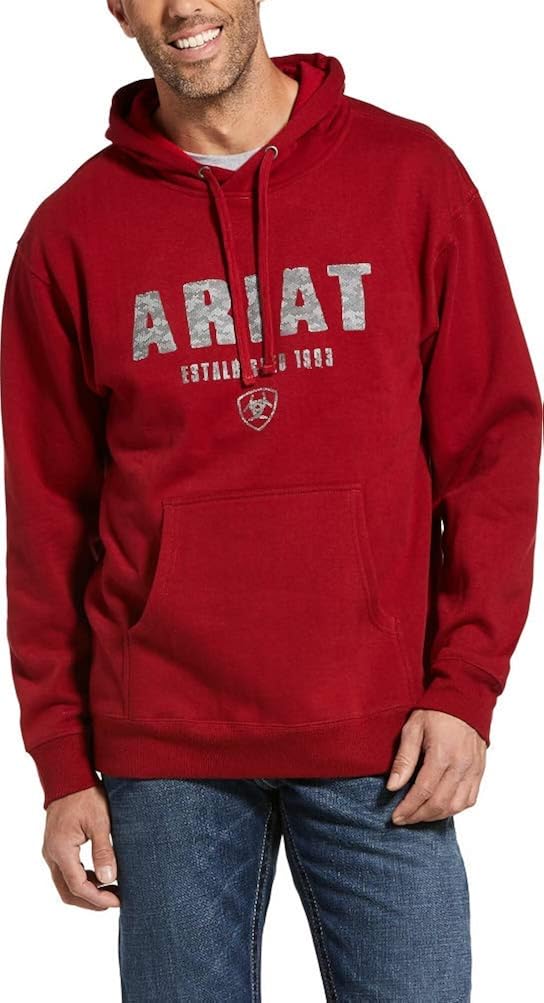 ARIAT Men's Digi Logo Hoodie, Red (XXXLarge) at Amazon Men’s Clothing store