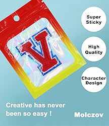 Iron on Letter V Chenille Patches for Backpacks, 2