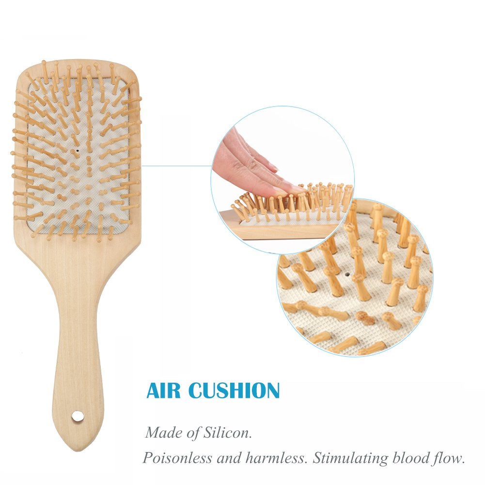 Hair Brush Natural Wooden Hairbrush Air Cushion Hair Comb Scalp Massage Keratin Care Detangling Comb for Thick Thin Fine Curly Straight Wet Dry or Damaged Hair