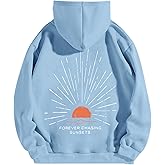Cayxatiu Sunsets Graphic for Women Sunset Beachy Y2k Hoodies Beach Aesthetic Vacation Hooded Sweatshirt Baggy Hoodie(Blue,XL)