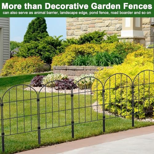 Decorative Garden Fence 10Pcs Metal Wire Fencing Border, Rustproof Arched Flower Plant Edging Border Durable Animal Barrier Dog Rabbit Pet Section Panel Fence for Landscape Patio Yard Decor, 60*330cm