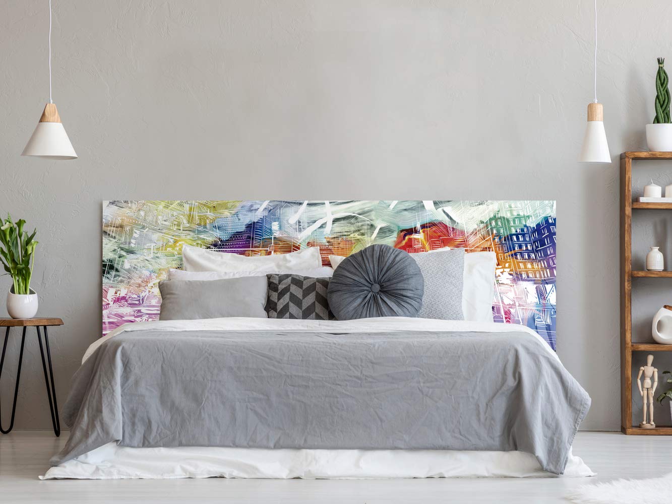 Oedim Digital Print PVC Headboard | Colourful City 150 x 60 cm | Original and Economic Headboard