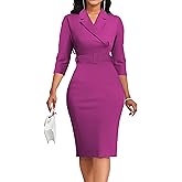 Women's Church Dresses 3/4 Sleeve Sexy V Neck Vintage Pencil Dress Mermaid Dress for Business