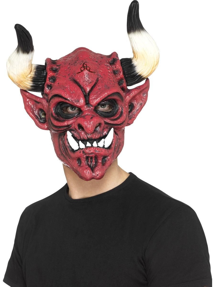 Smiffys Devil Mask, Foam Latex, Multi-Coloured Full Overhead, Halloween Fancy Dress Accessory, Devil Dress Up Masks