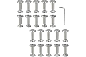 Oedema 20 Sets Silver M3×4mm Chicago Screws Stainless Steel Screw Rivets Φ4×10mm Countersunk Rivets for Leather Crafting, Belt Buckle