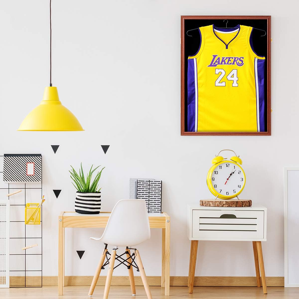 PROALLER Jersey Frame Display Case with Hanger, 98% UV Acrylic Protection Large Lockable Sport Shadowbox Baseball/Football/Basketball/Soccer/Hockey Sports Display Case, Mahogany : Sports & Outdoors