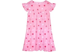 MHJY Girls Nightgowns Flutter Short Sleeves Princess Nightgown Sleepwear Soft Night Dress for Kids Toddler Girls