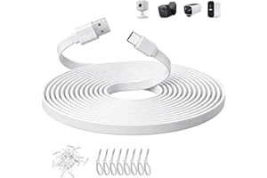 10ft/3M Flat USB C Cable, USB A to USB C Charging Power Cord for Blink Mini 2/Outdoor 4, Ring Pan-Tilt Indoor Cam, eufy Cam S