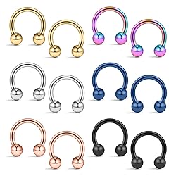 Ruifan 12PCS Assorted Colors Surgical Steel CBR