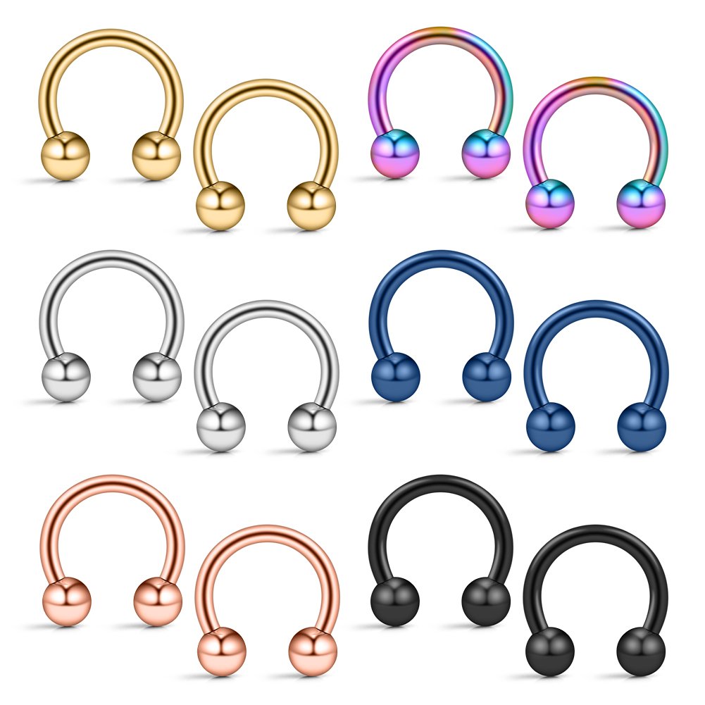 Ruifan 12PCS Assorted Colors Surgical Steel CBR