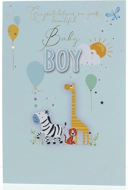 Or Naissance De Baby Boy Carte De Vœux Grand Lion Et Bebe De Lion En Jungle 7 5 X 5 25 Amazon Es Hogar