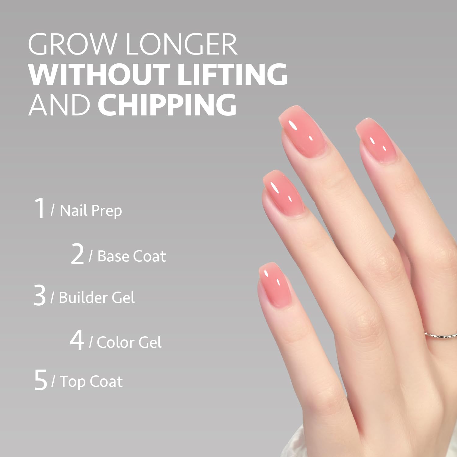 GAOY Builder Gel for Nails, 16ml Nail Strengthener in a Bottle, Nail Extension Hard Gel, Soak Off Long Lasting UV Gel, 1965 Rose Pink, Base Coat Top Coat Needed - Image 4