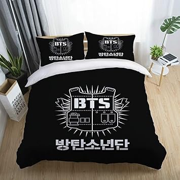 Laduup BTS Moderne Bettwäsche Set Deckenbezug & Kopfkissenbezug Weiche Atmungsaktive Microfaser (Duvet Cover 210cm*210cm + Pi