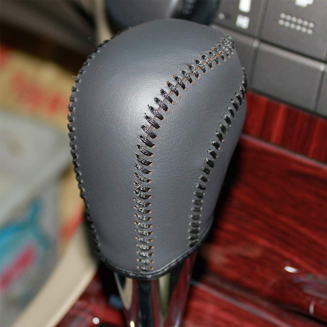 Black Genuine Leather Gear Shift Knob Cover for Toyota Corolla