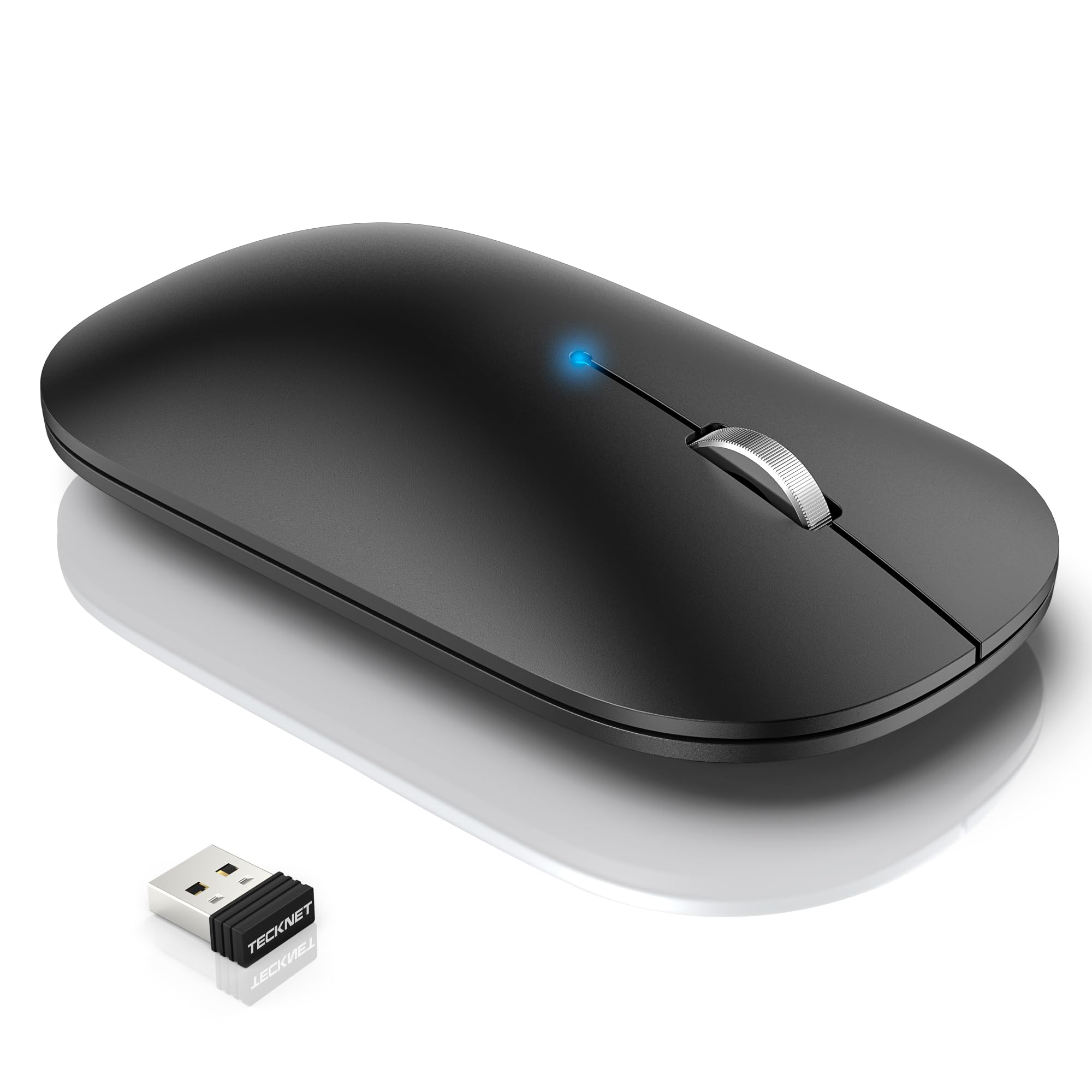 Photo 1 of TECKNET Bluetooth Mouse, Rechargeable 2.4G Wireless Mouse for Laptop, Tri-Mode Slim Silent Computer Mouse 4000 DPI Portable for MacBook/iPad/Android/Windows/Linux (Black)