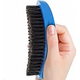 Medium Hard Wave Brush for Men,Curved Boar Bristle Brush for 360 Waves | Medium Hard Boar Bristles, Strong Pull &amp; Laydown, Curved Palm Design, Thick &amp; Coarse Hair, Wolfing &amp; Daily Wave Training