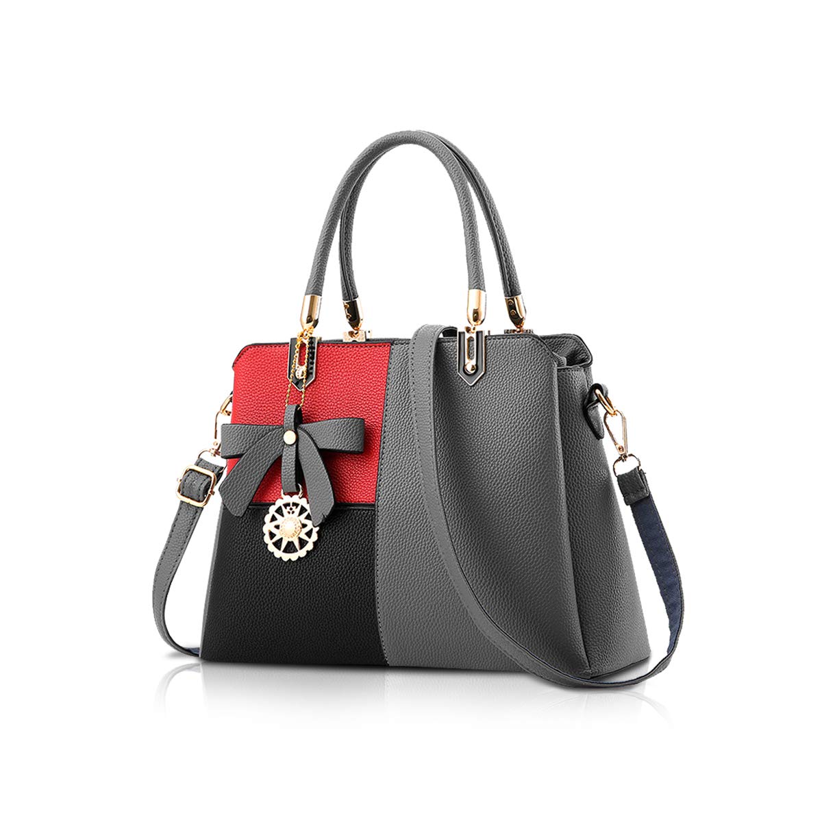 NICOLE&DORIS Ladies Handbag Shoulder Bag Women Top Handle Bags Retro Messenger Bag Female Designer Large Bag Light grey A