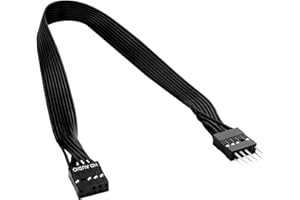 ELFJMZP 30cm PC Motherboard Front Audio Extension Cable - Male to Female, Black Ribbon, HD Audio 9PIN Connector, 24AWG Tinned