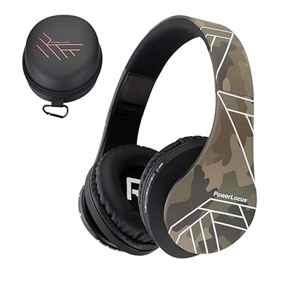 PowerLocus Bluetooth Over-Ear Headphones, Wireless Stereo Foldable Headphones Wireless and Wired Headsets with Built-in Mic, Micro SD/TF, FM for iPhone/Samsung/iPad/PC Camo