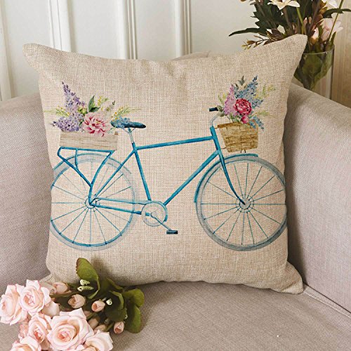 image for Foozoup 2 Colors Bicycle Decorative Throw Pillow Cover Cushion Case Vi