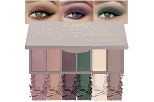 evpct 6 Colors Mauve Eyeshadow Palette Matte, Mauve Taupe Rosy Brown Eggplant Purple Forest Green Vanilla Nude Brown High Pigment Mini Travel Eye Shadow Palette Makeup for Older Women, Built in Mirror