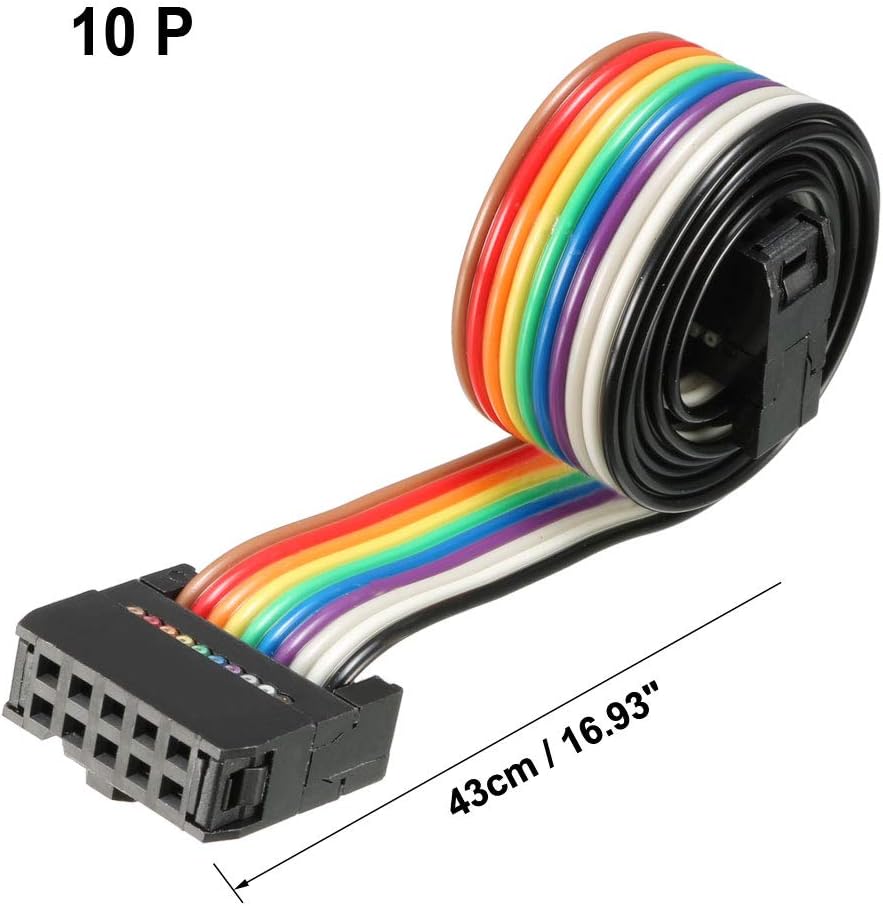 sourcing map IDC Rainbow Wire Flat Ribbon Cable 10 Pins 43cm Length 2.54mm Pitch 2pcs Type-C, 10P-43cm 2pcs - Image 3