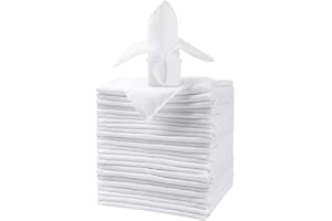 Ascoza 25pcs Polyester Cloth Napkins - 17 x 17 inch White Dinner Washable Napkins with Hemmed Edges for Restaurant/Wedding/Hotel(25,White)