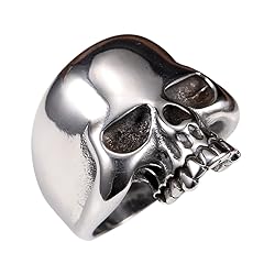 Stainless Steel Men's Cool Skull Head Solid Ring