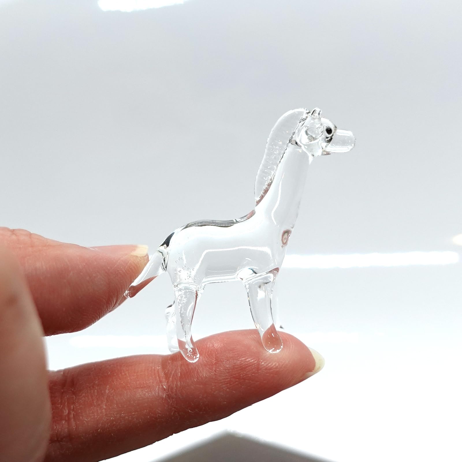 Sansukjai Rare Giraffe Tiny Micro Crystal Figurines Hand Blown Clear Glass Art Wild Animals Collectible Gift Home Decor#1