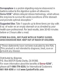 Nueva enzima Serra-125k Serrapeptase 125,000 SPU por cápsula – 90 cápsulas de alta potencia, hasta 6...