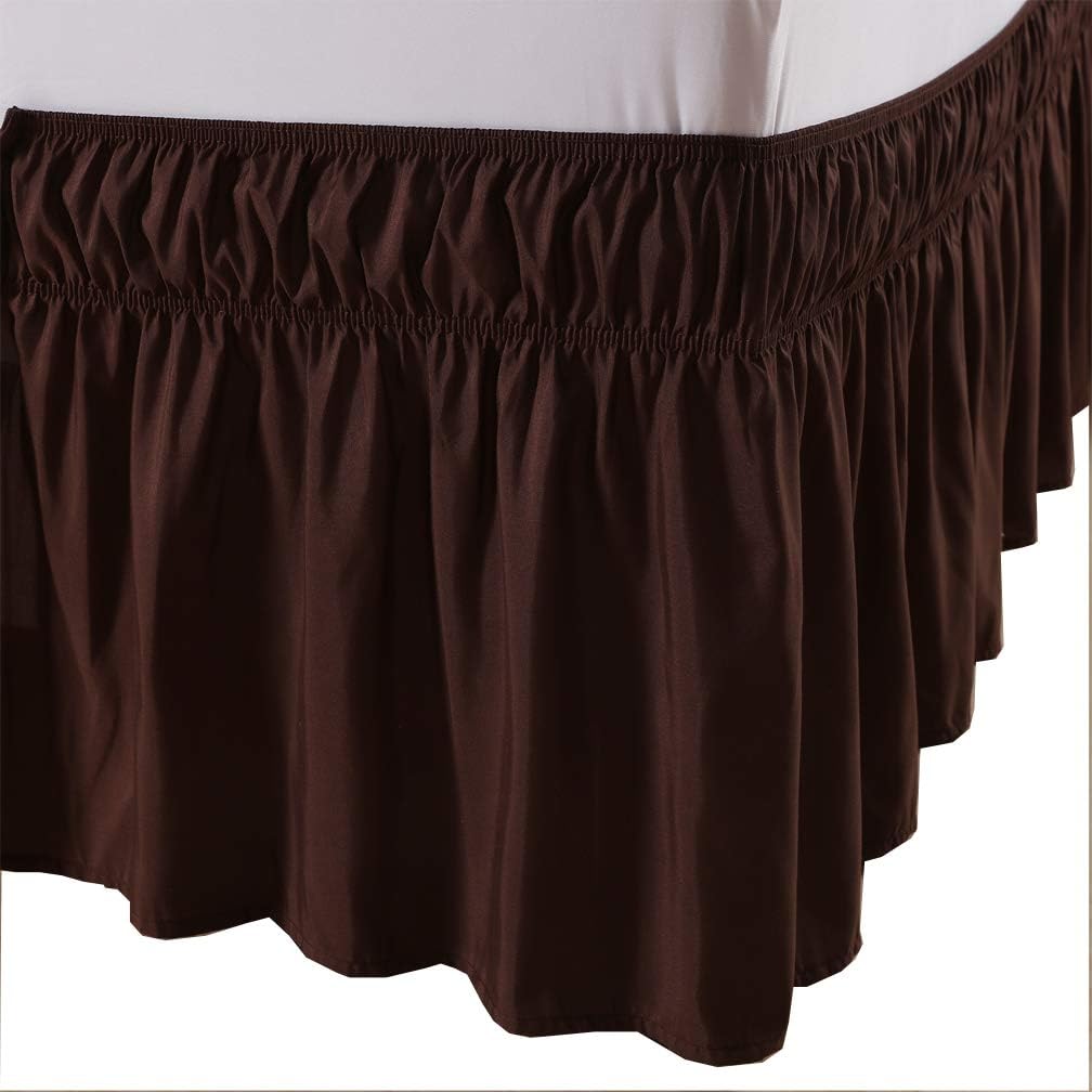 MEILA Bed Skirt Three Fabric Sides Elastic Wrap Around Dust Ruffled