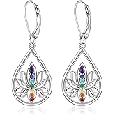 Chakra Lotus Earrings for Women Sterling Silver Chakra Lotus Flower Jewelry Gifts