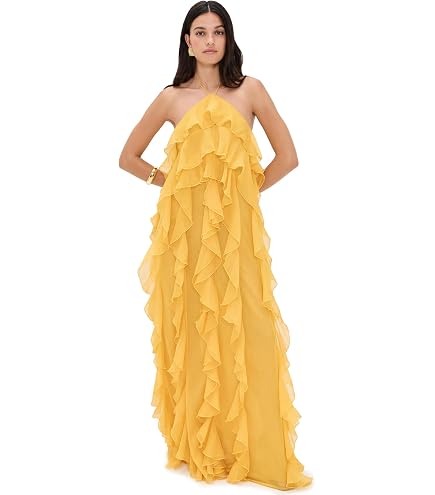 ronny kobo kait ruffled halter maxi dress Women's Yael Knit Dress, Cornflower, X-Small at Amazon Women's Clothing store Liora