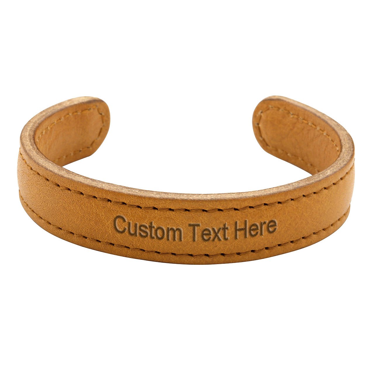 Zysta Free Engraving - Personalized Custom Men Women Simple Genuine Leather Bangle Bracelet Cuff Adjustable Wristband+Gift Box