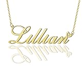 AOLO Lillian Heart Name Necklace 18k Gold Plated