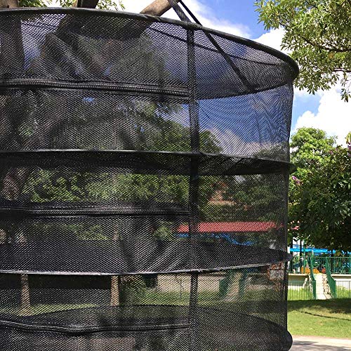EACHON Herb Drying Rack Hanging Dry Net Durable Mesh Collapsible Hanging Dryer with Zipper Net Lights Carrying Case Indoor & Outdoor (6 Layer) (Black 23.555.5) - Thumbnail 3