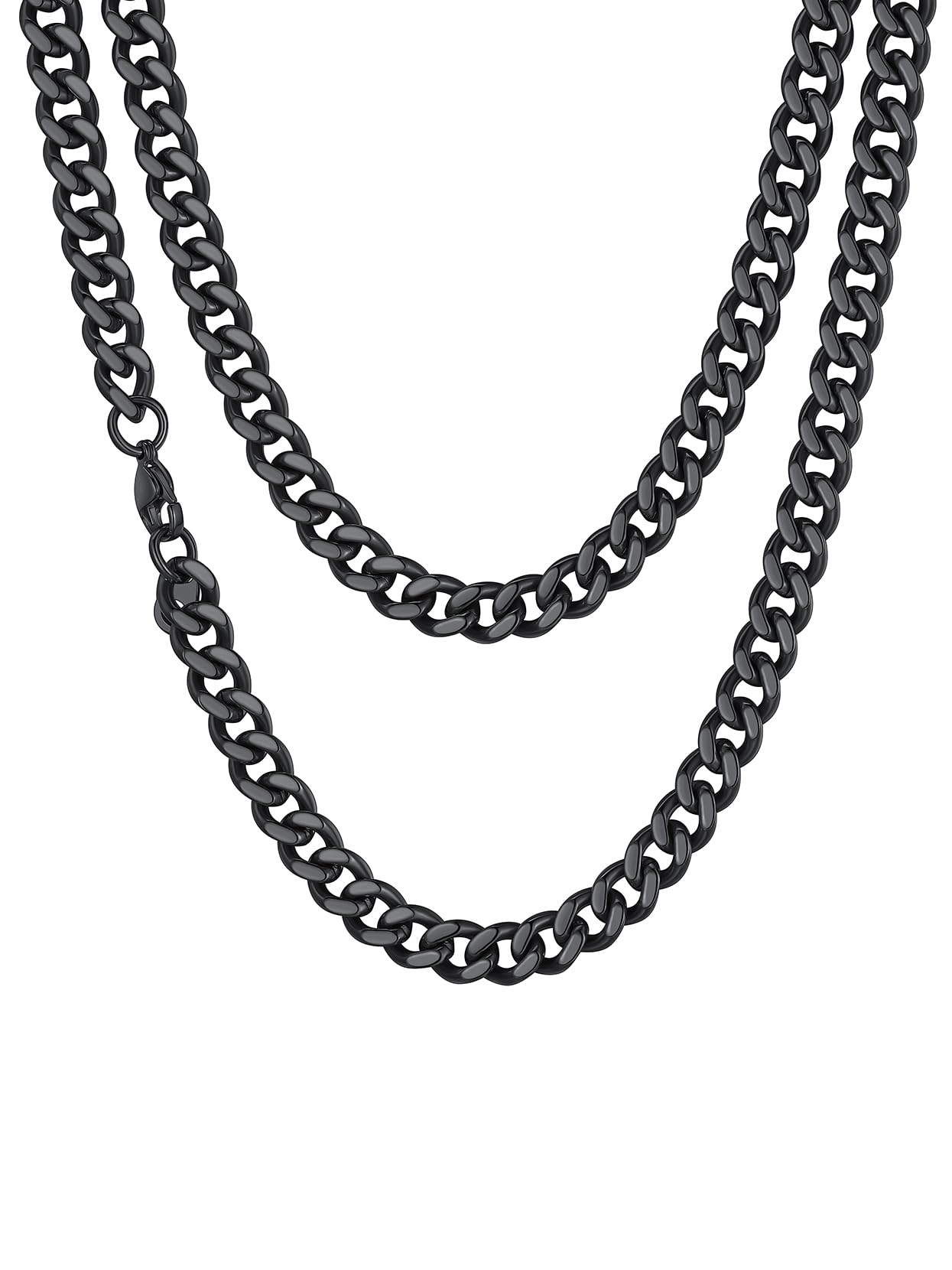Richsteel Black Necklace for Men High Polish 6mm Miami Cuban Chain Stainless Steel Curb Link Neck Chain for Rapper Singer 26" inches