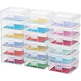novelinks Stackable Plastic Clear Storage Box Containers with Latching Lid - Art Craft Supply Organizer Storage Containers fo