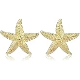 Boho Starfish Earrings for Women Sea Shell Earrings Asymmetrical Starfish Earrings Gold Starfish Stud Earrings Beach Earrings for Women Jewelry