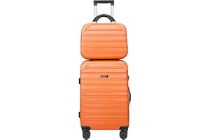 Feybaul Luggage Suitcase PC+ABS with TSA Lock Expandable Hardshell Carry On Luggage with Spinner Wheels 20in 24in 28in… (Orange, 2-Piece Set(14/20))