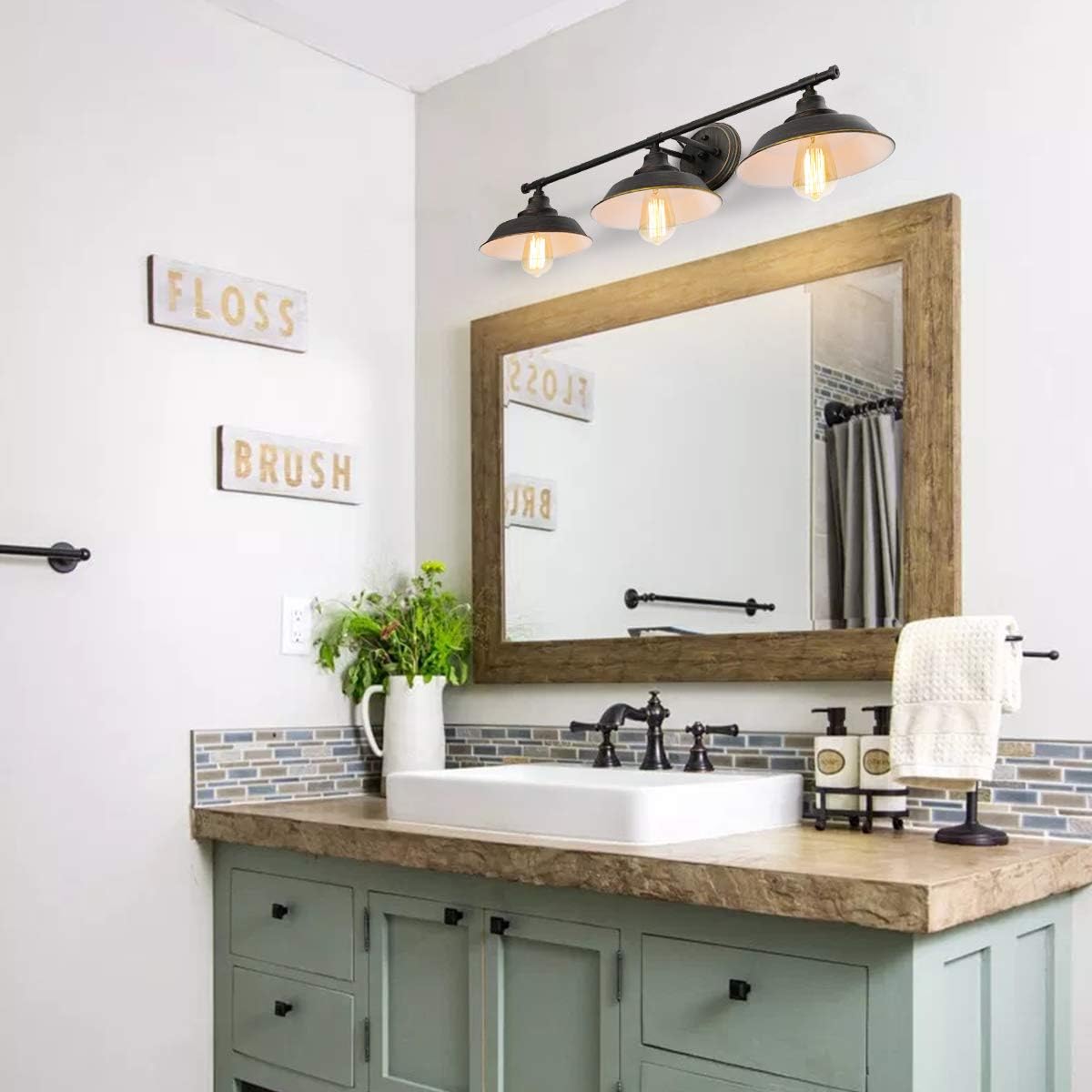 KingSo Bathroom Vanity Light 3 Light Wall Sconce Fixture Industrial Indoor Wall Mount Lamp Shade for Bathroom Kitchen Living Room Workshop Cafe - - 
