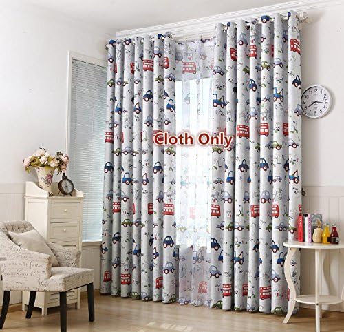 LQF Window Drapes Room Darkening Drapes Cars Printed Thermal Insulated Blackout Grommet Curtains for Kids Room, 1 Panel , W75 by L84 inch