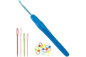 Crochet Hook, 4 mm Aluminum Crochet Hooks, Aluminum Soft Grip Rubber Handle Needles Ergonomic Knitting Needles Crochet Needle