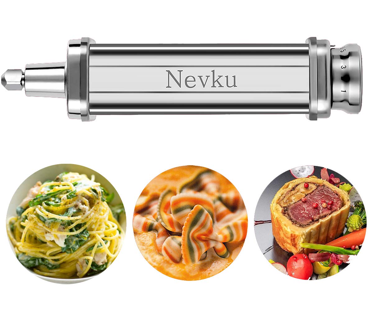 Pasta Roller Attachment for KitchenAid Stand Mixer, Stainless steel Pasta Roller Attachment with 8 Adjustable thickness knob, Stainless Steel Pasta Maker accessory Machine