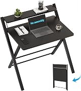 GreenForest Folding Desk No Assembly Required Computer Desk with Monitor Shelf