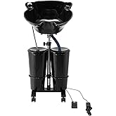 VEVOR Portable Shampoo Bowl, Shampoo Sink for Washing Hair with Electric Pump, Includes 2 Buckets 2 Showerheads, Drain Hose, Height and Angle Adjustable Portable Wash Bowl for Home Salon Use, Black